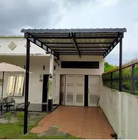 Kanopi rangka hollo 40x40 atap seng sepandek 0,30