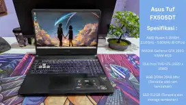 Laptop Gaming Asus Tuf FX505DT AMD Ryzen 5 3550H Nvidia GTX 1650 RGB
