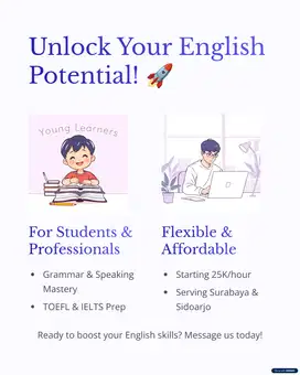 Les Privat Bahasa Inggris Tutor Internasional – Mulai 25rb/Jam