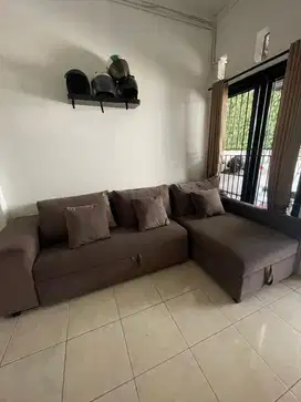 SOFA BED BESAR (270x150cm) ADA STORAGE + free 2 sofa kecil