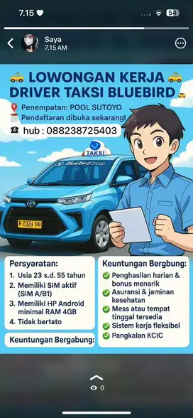 loker diver taxi bluebird