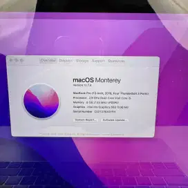 Macbook Pro 2016 Touchbar Core I5 layar 13 Inch Ram 8 Ssd 256 grey