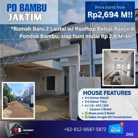 “Rumah 2 Lt Modern Pondok Bambu, Bonus Kitchen Set & Water Heater” ZN5
