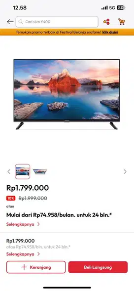 TV XIAOMI ANDROID cicilan ringan tanpa kartu kredit