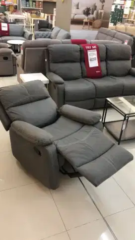 Selma Nathan Sofa Recliner Fabric 1 Seater - Abu-abu