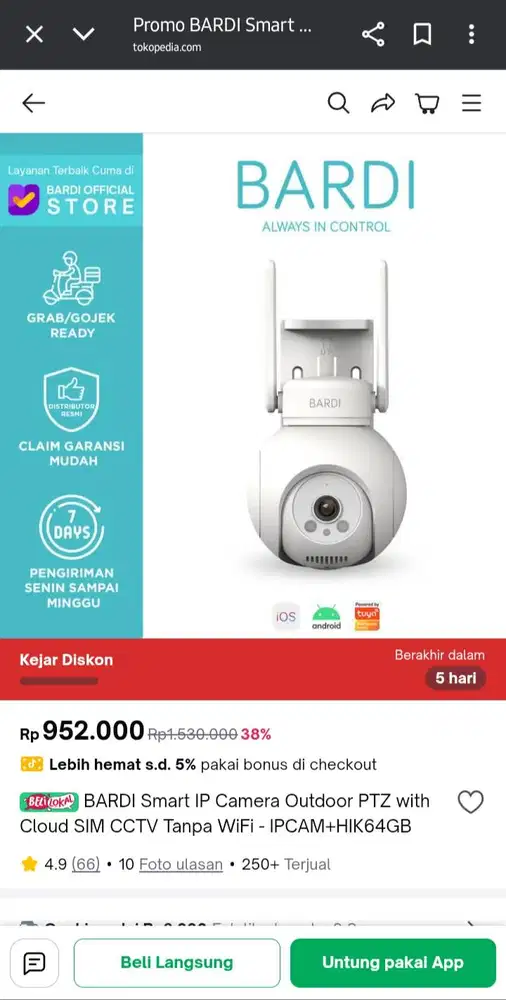 jual cctv ip camera PTZ indoor bardi ( lite version )