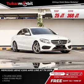 Mercy C200 amg line metik Tahun 2018 putih low km