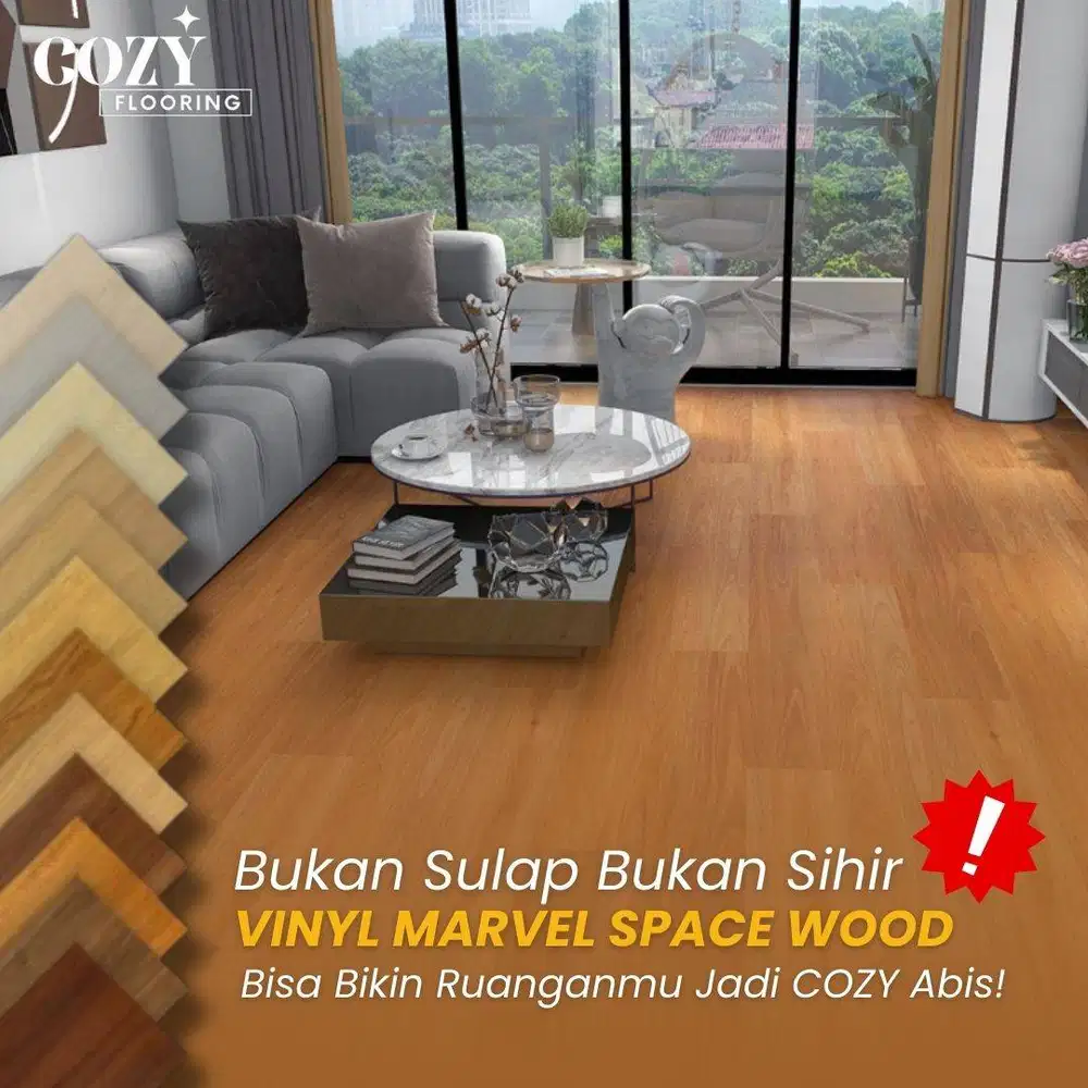 Vinyl Lantai Marvel Space Wood tebal 3mm motif kayu