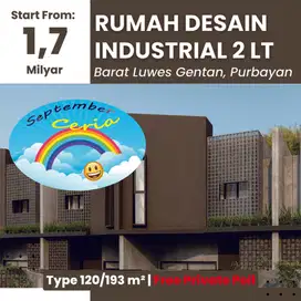 Jual Rumah 5 menit ke Mall Luwes, Gaya Industrial 2 Lt di Gentan Solo