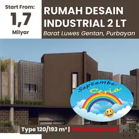 Rumah Gaya Industrial 2 Lt di Gentan Solo, 5 menit ke Mall Luwes