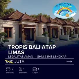 Jual Rumah Desain Bali di Kartasura Solo, 5mnit ke Kampus UIN & Toll