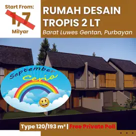 Rumah 5 menit ke Mall Luwes, Desain Tropis 2 Lt di Gentan Solo
