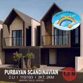 Jual Rumah 5 mnit ke Mall Luwes, Gaya Scandinavian 2Lt di Gentan Solo