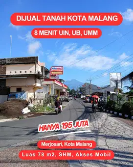 Kavling SHM 6×13 m² Merjosari Lowokwaru Malang