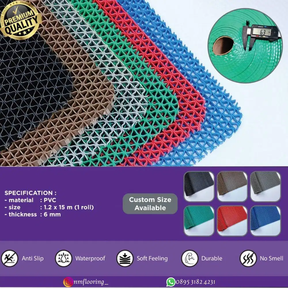 PVC Coil Floor Mat / Keset Karpet Lantai Swalayan S type anti slip