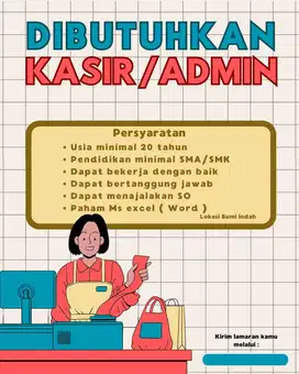 Lowongan kerja Admin ( Kasir ) sembako Bumi indah