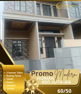 RUMAH 2 LANTAI 3 KAMAR DESAIN MODERN BEBAS BANJIR HANYA 450 JUTAAN