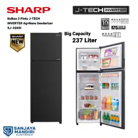 SHARP Kulkas 2 Pintu J-TECH INVERTER 237 L Ag+ Nano Deodorizer SJ326SI