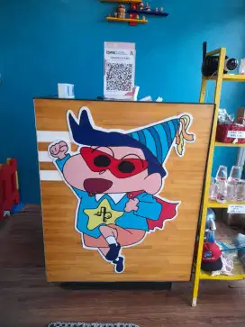 Meja kasir kayu besi kokoh