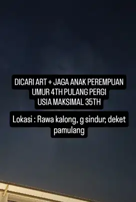 Cari art + jaga anak pulang pergi