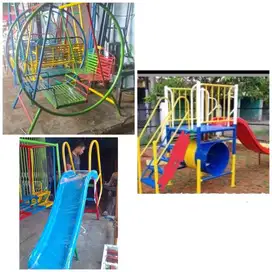 Perosotan, ayunan, jungkat jungkit, playground, bola dunia dll