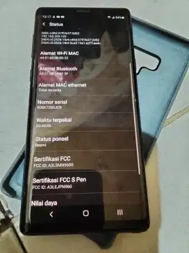 Di jual Samsung note 9 bekas garansi intel