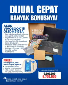 JUAL CEPAT LAPTOP ASUS VIVOBOOK 15 OLED K513