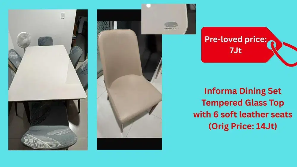 Informa tempere glass 6-seater table