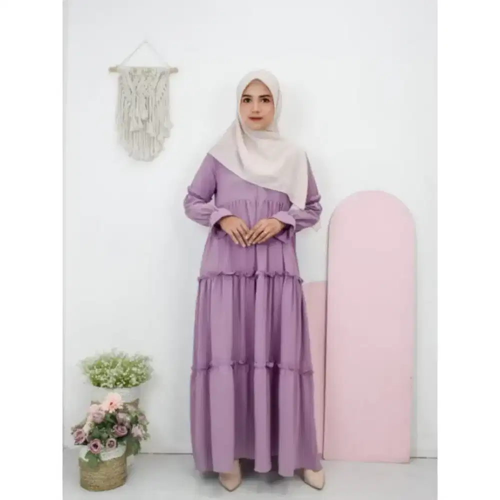 Baju gamis crinckle airflow, dress wanita, baju pengajian, baju gamis