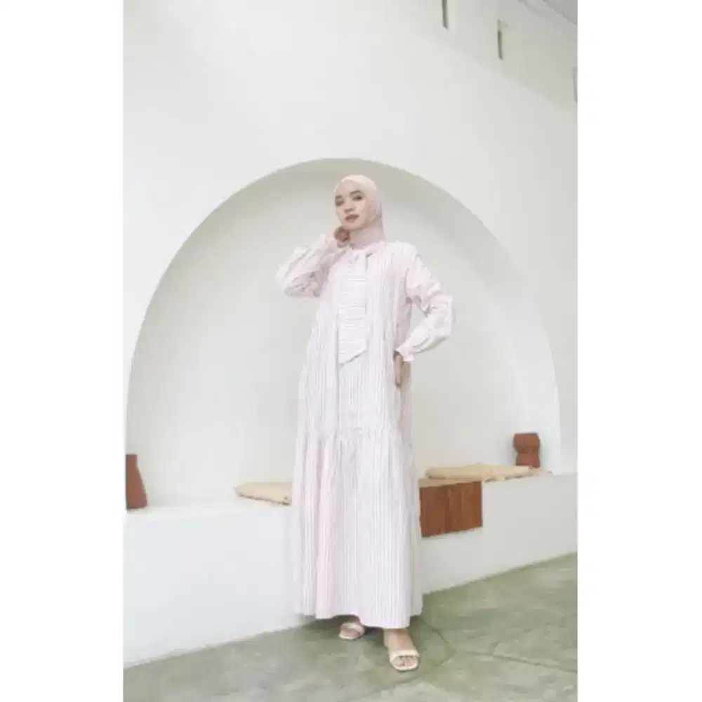 Baju muslim, gamis wanita kekinian, baju bahan katun, gamis katun
