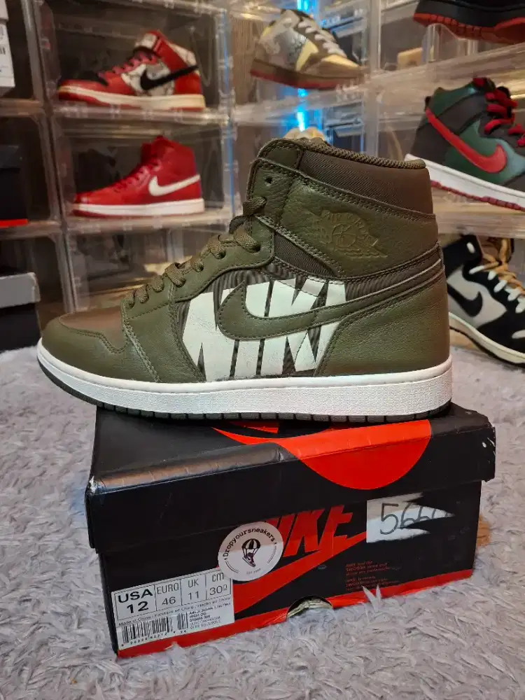 AIR JORDAN 1 RETRO HIGH OLIVE CANVAS 2017 VNDS SIZE 46 ORIGINAL