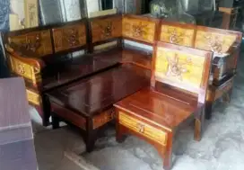 Kursi + Meja Tamu Jati Minimalis Spet 221 + Sudut