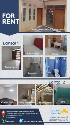 Disewakan Rumah Murah 2 Lantai Dekat UNPAD Dipati Ukur