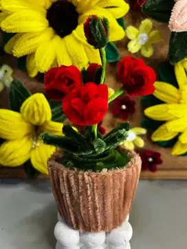 Mini Bunga Mawar Kawat Bulu - Dekorasi Rumah dan Souvenir