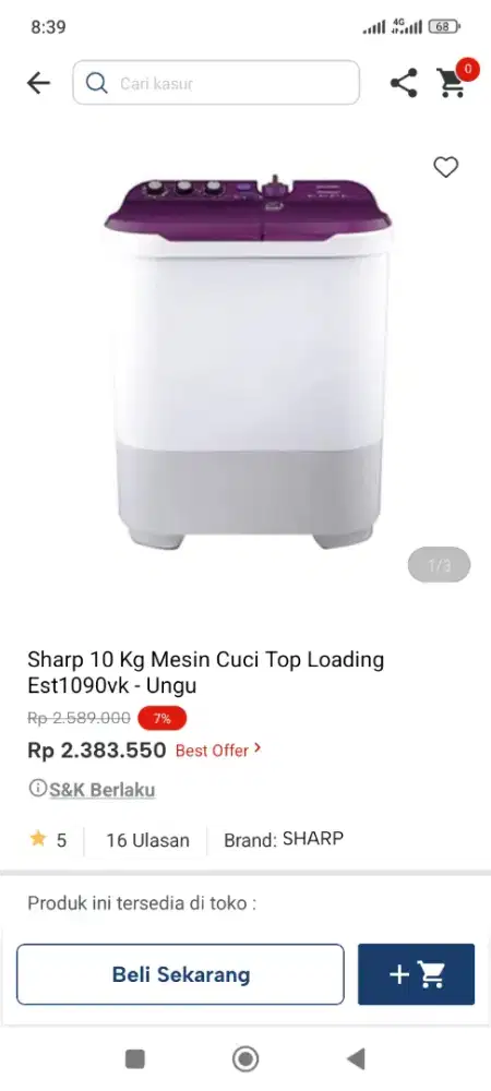 Cicilan mesin cuci sharp 2tabung 10kg