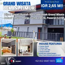 Rumah Baru Hoek Grand Wisata – Cuma 2,65 M! pasaran 3,3-3,5 M S707