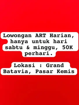 ART Harian hanya untuk hari sabtu & minggu