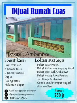 Dijual Cepat BU Rumah 1LT Kupang Ambarawa