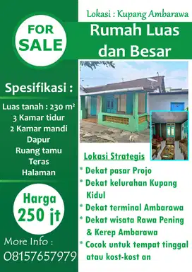 Rumah Besar Ambarawa Dekat Pasar Projo Dijual Cepat BU