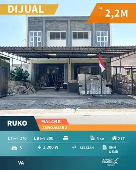 Bangunan 2 Ruko Strategis di Sawojajar II Malang Kondisi Bagus