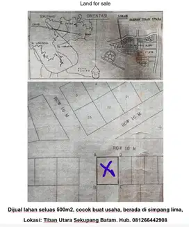 Dijual Lahan 500 m2 Lokasi strategis untuk usaha