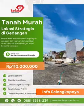 tanah kavling murah sudah SHM di sidoarjo