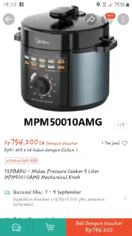 MIDEA PANCI PRESTO LISTRIK SERBAGUNA 10 PROGRAM MASAKAN MASIH BARU