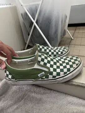 Sepatu Sneakers Vans Checkerboard Slip On Green
