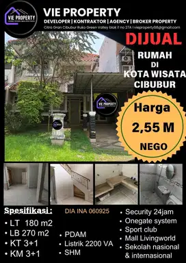 Dijual Rumah siap huni di kota wisata cibubur