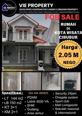 Dijual rumah siap huni di kota wisata cibubur