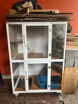 Kandang kucing alumunium 2 lantai 2 pintu