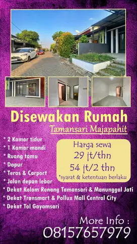 Sewa Rumah di Perumahan Tamansari Majapahit