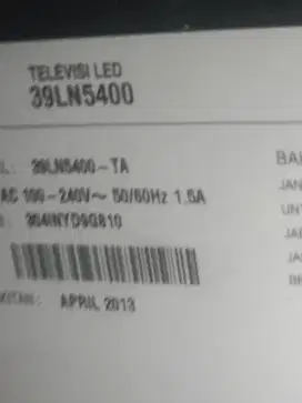 Tv led LG  39     layar  nya  bleng... Mesin msih normal