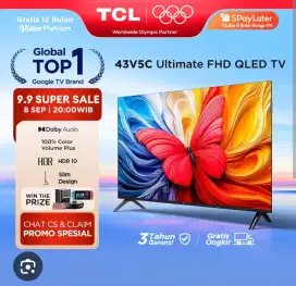 Tv tcl google tv 43 43v5c baru segel garansi resmi+pasang bracket
